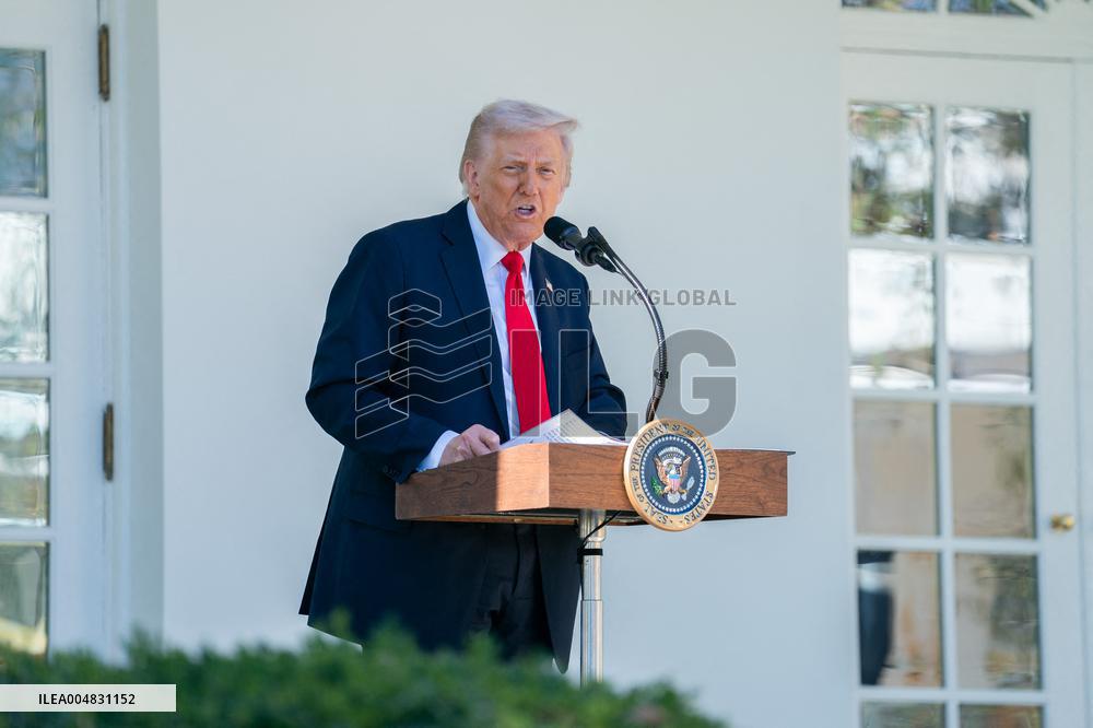 President Trump At Lunch With Republican Senators In The Rose Garden - DC