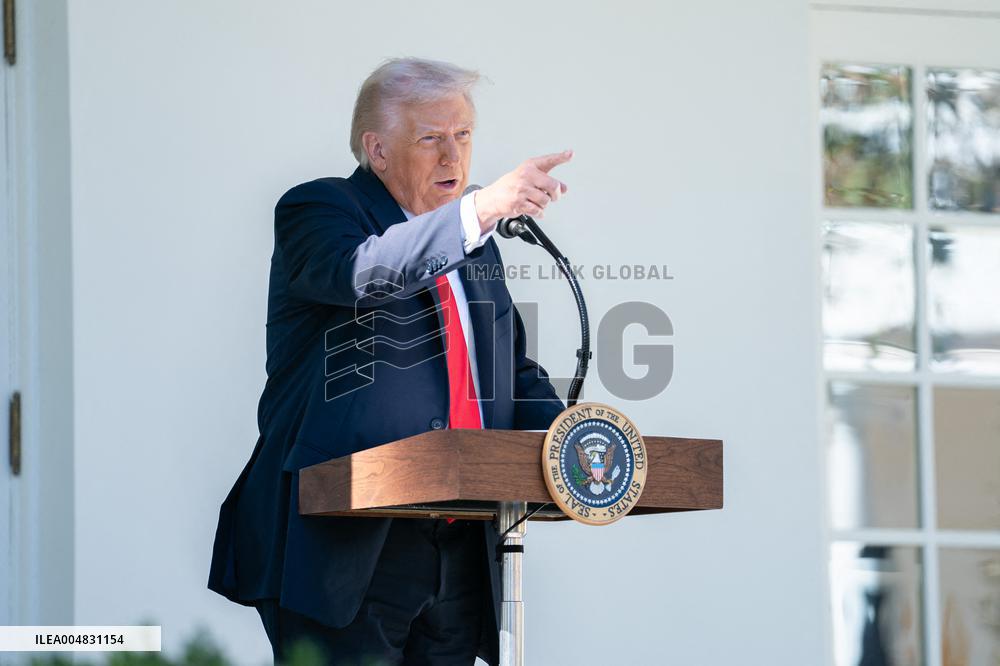 President Trump At Lunch With Republican Senators In The Rose Garden - DC