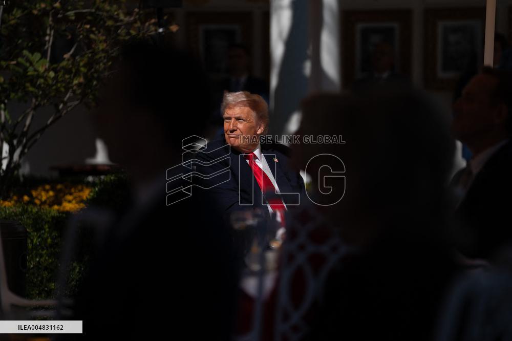 President Trump At Lunch With Republican Senators In The Rose Garden - DC