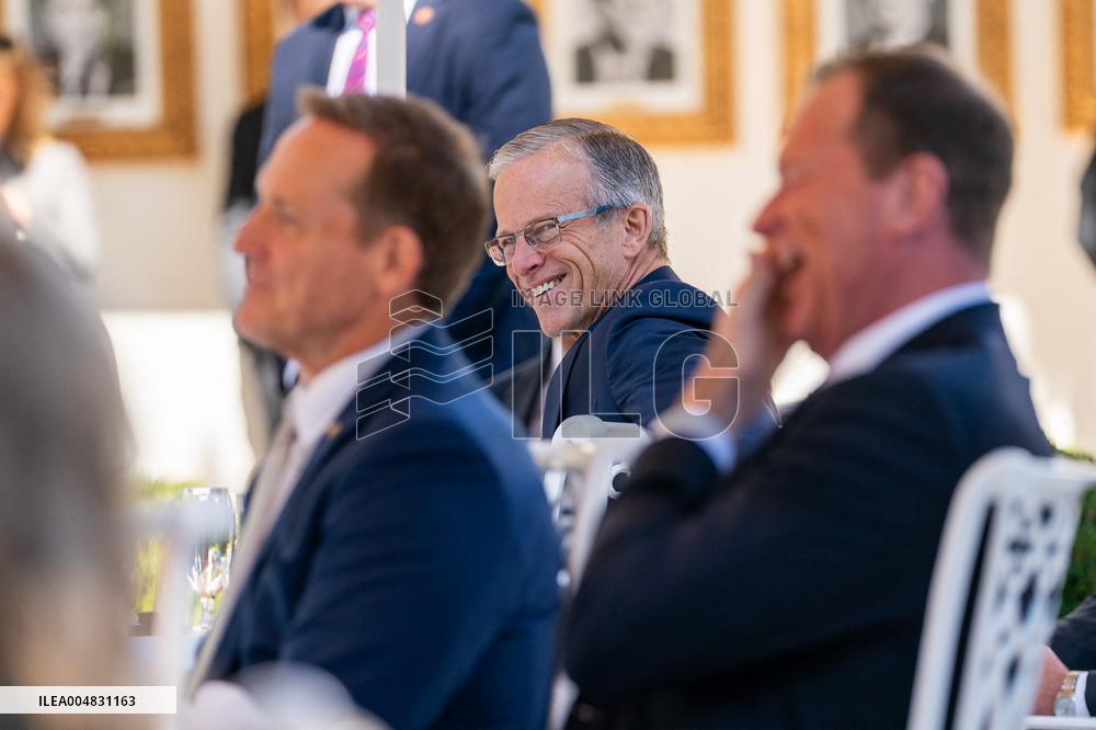 President Trump At Lunch With Republican Senators In The Rose Garden - DC