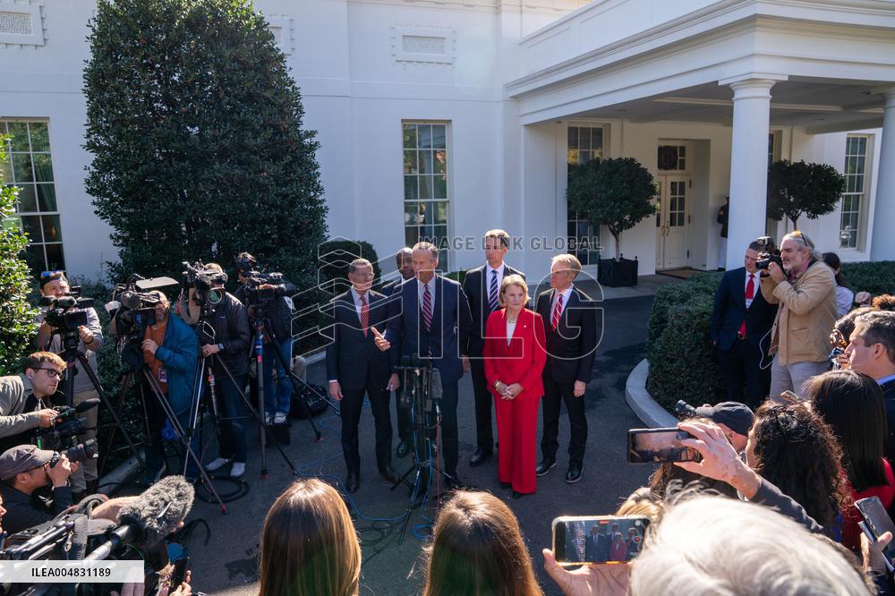 President Trump At Lunch With Republican Senators In The Rose Garden - DC