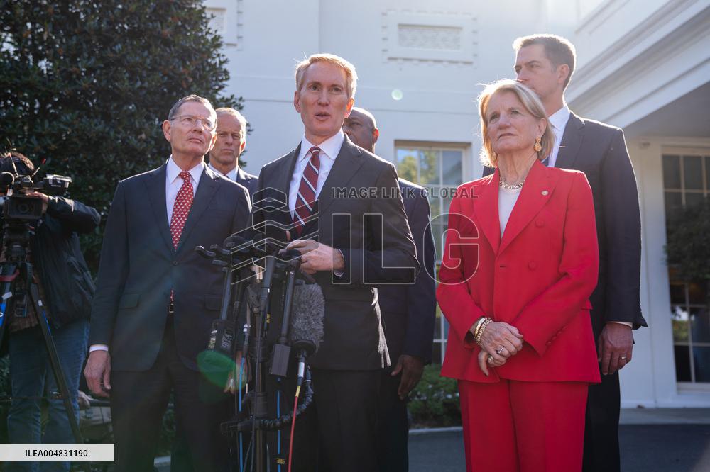 President Trump At Lunch With Republican Senators In The Rose Garden - DC