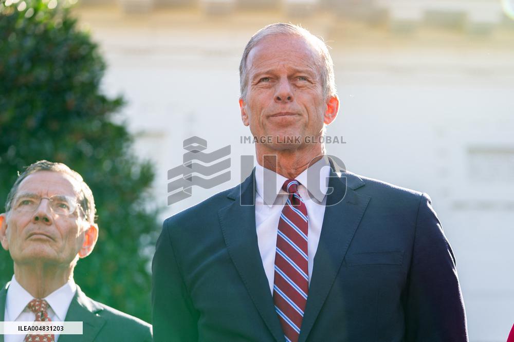 President Trump At Lunch With Republican Senators In The Rose Garden - DC