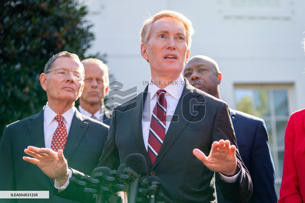 President Trump At Lunch With Republican Senators In The Rose Garden - DC