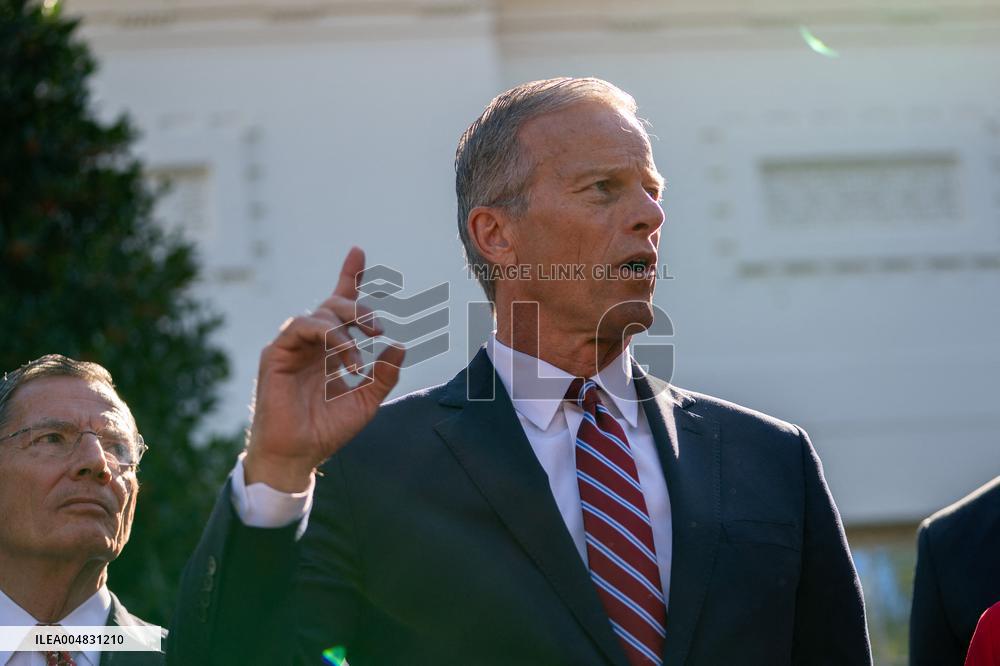 President Trump At Lunch With Republican Senators In The Rose Garden - DC