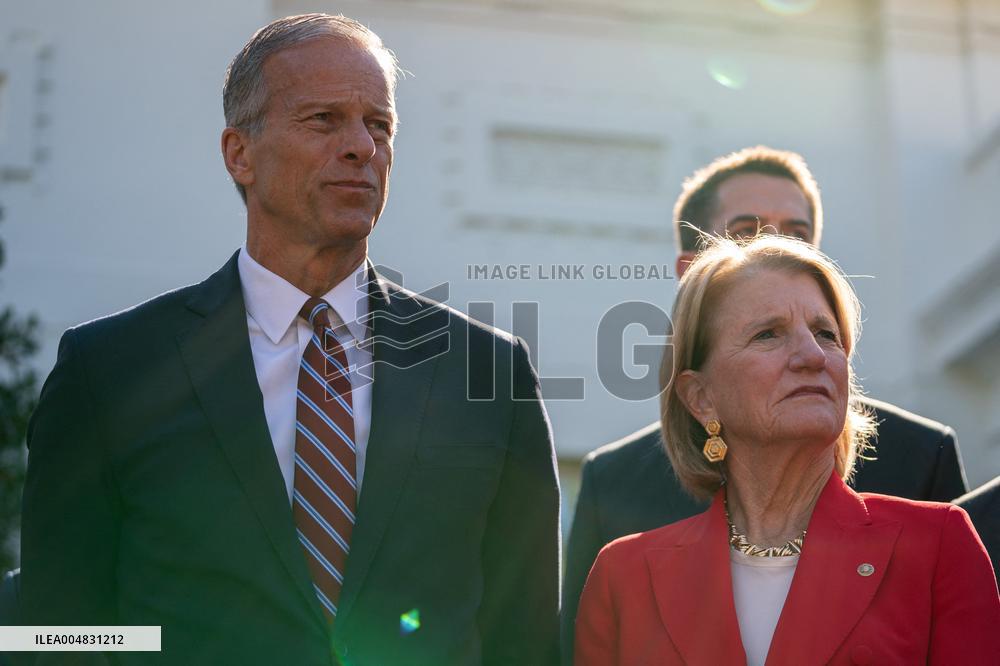 President Trump At Lunch With Republican Senators In The Rose Garden - DC