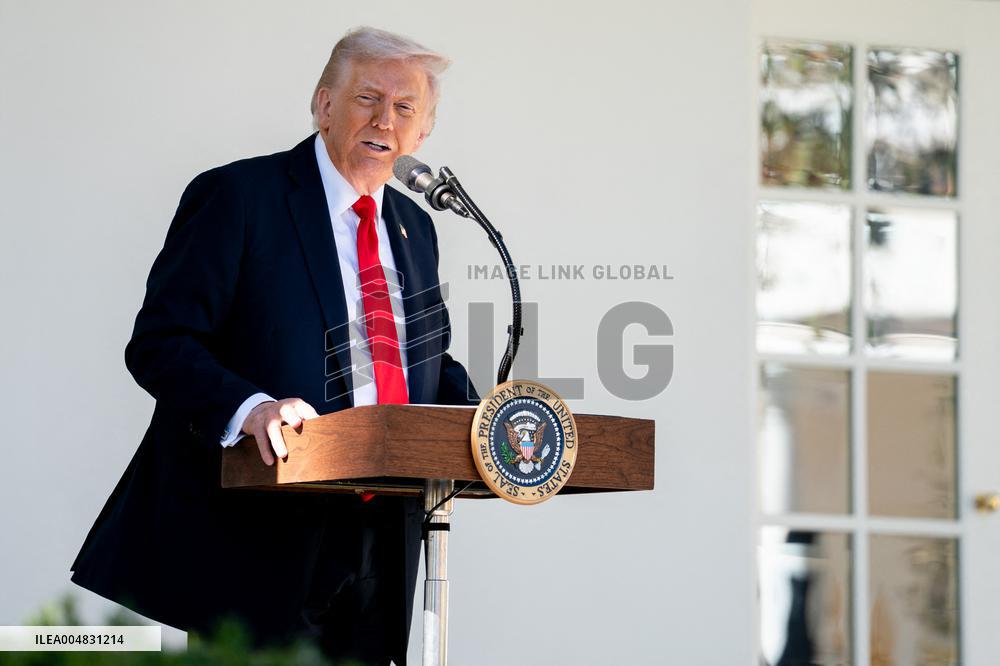 President Trump At Lunch With Republican Senators In The Rose Garden - DC