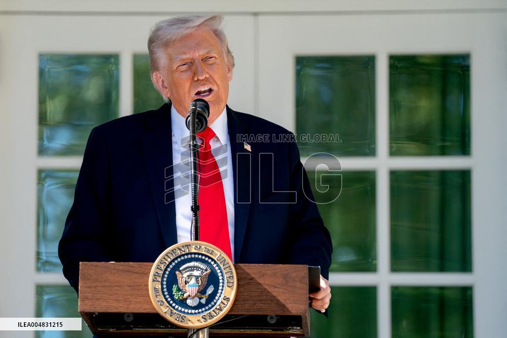 President Trump At Lunch With Republican Senators In The Rose Garden - DC