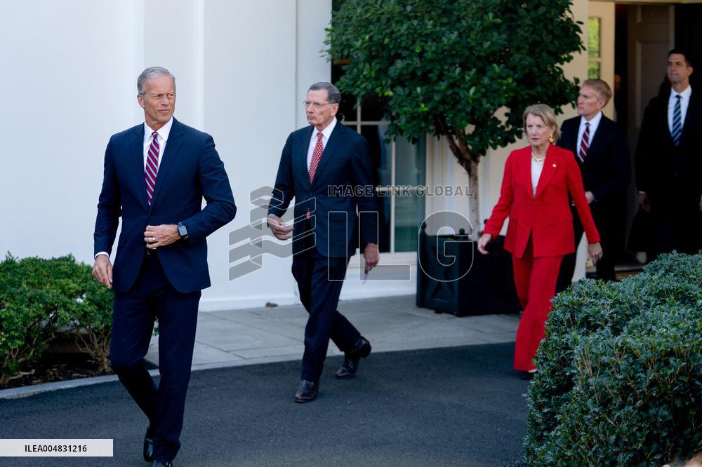 President Trump At Lunch With Republican Senators In The Rose Garden - DC