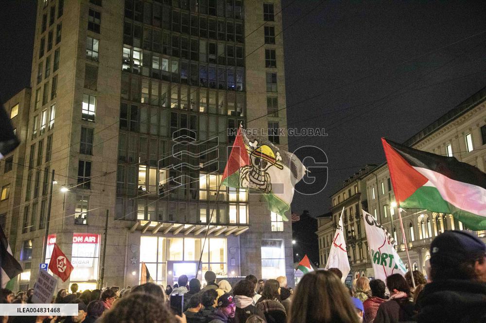 Pro-Palestine Rally Held Outside American Consulate - Milan
