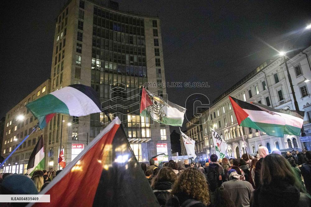 Pro-Palestine Rally Held Outside American Consulate - Milan