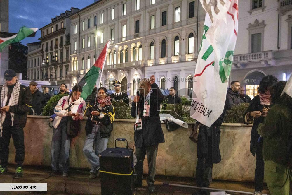 Pro-Palestine Rally Held Outside American Consulate - Milan