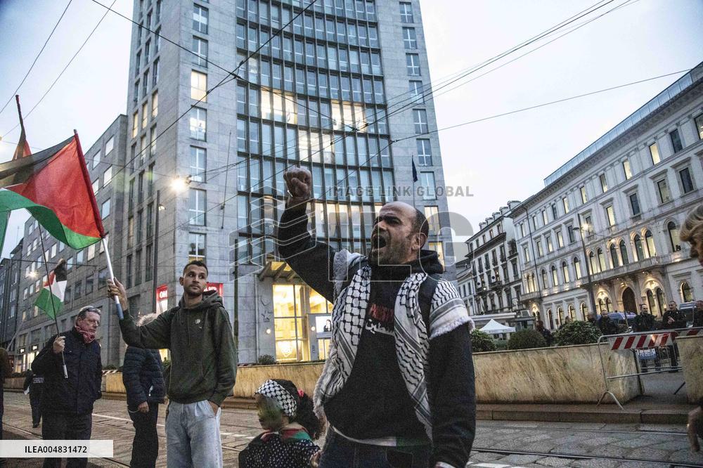 Pro-Palestine Rally Held Outside American Consulate - Milan