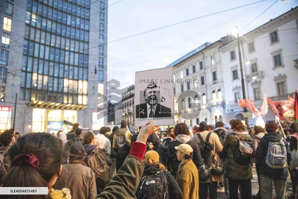 Pro-Palestine Rally Held Outside American Consulate - Milan