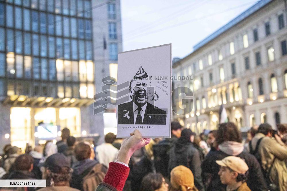 Pro-Palestine Rally Held Outside American Consulate - Milan