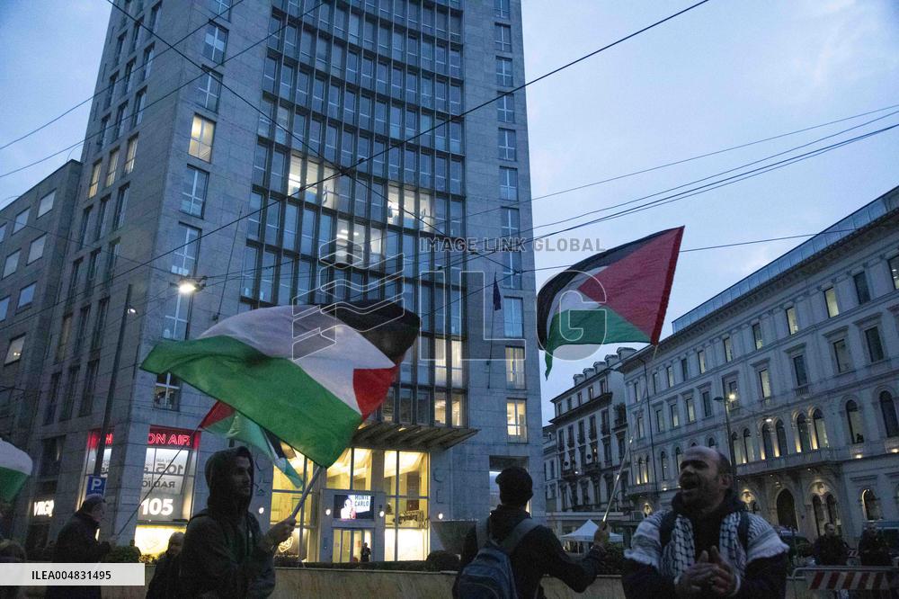 Pro-Palestine Rally Held Outside American Consulate - Milan
