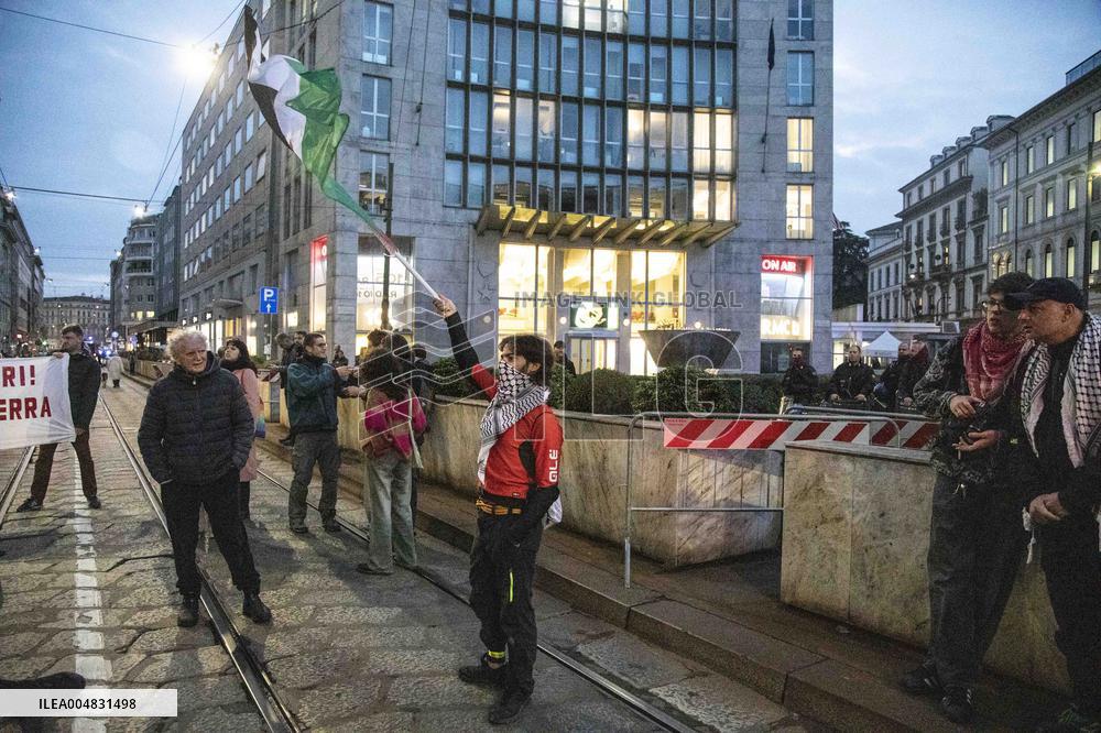Pro-Palestine Rally Held Outside American Consulate - Milan