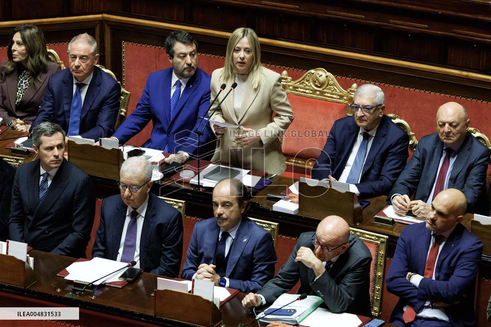 Prime Minister Giorgia Meloni Addresses Senate - Rome
