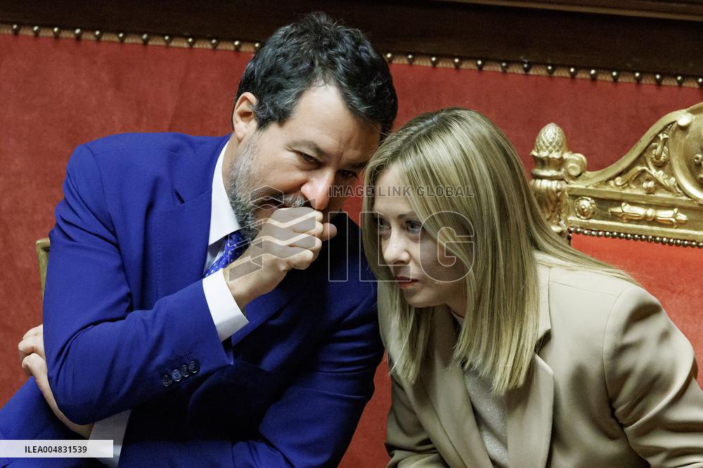 Prime Minister Giorgia Meloni Addresses Senate - Rome