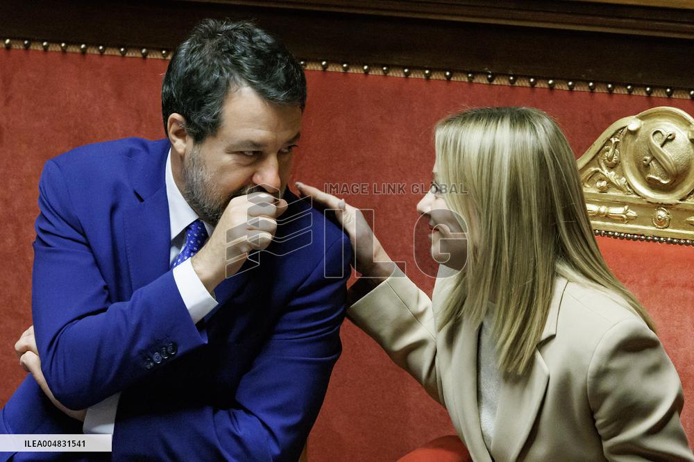 Prime Minister Giorgia Meloni Addresses Senate - Rome