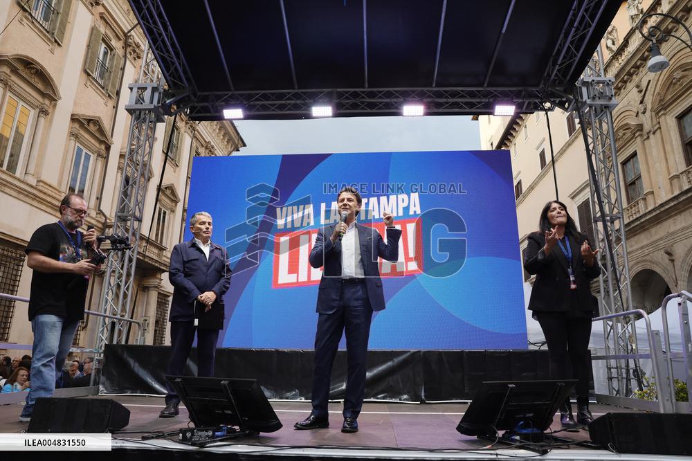 Press Freedom Rally Following Sigfrido Ranucci Attack - Rome