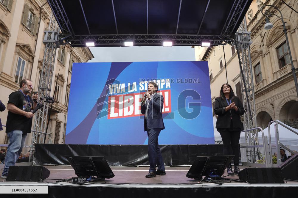 Press Freedom Rally Following Sigfrido Ranucci Attack - Rome