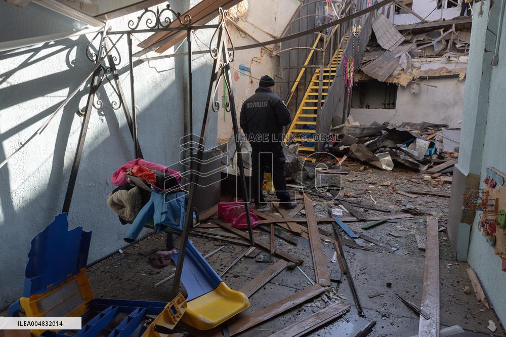 Russian Army's Strike on A Kindergarten - Kharkiv