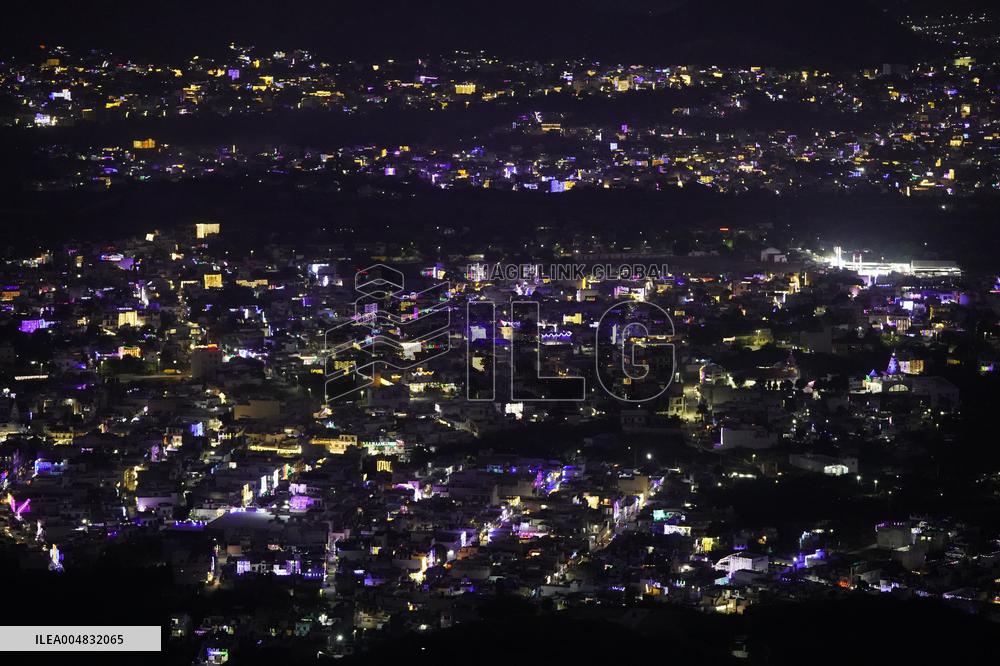 Residential Areas Illuminated During Diwali Festival - India