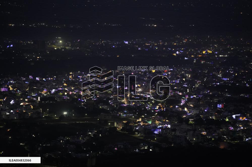 Residential Areas Illuminated During Diwali Festival - India