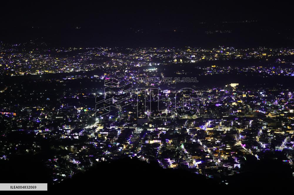 Residential Areas Illuminated During Diwali Festival - India