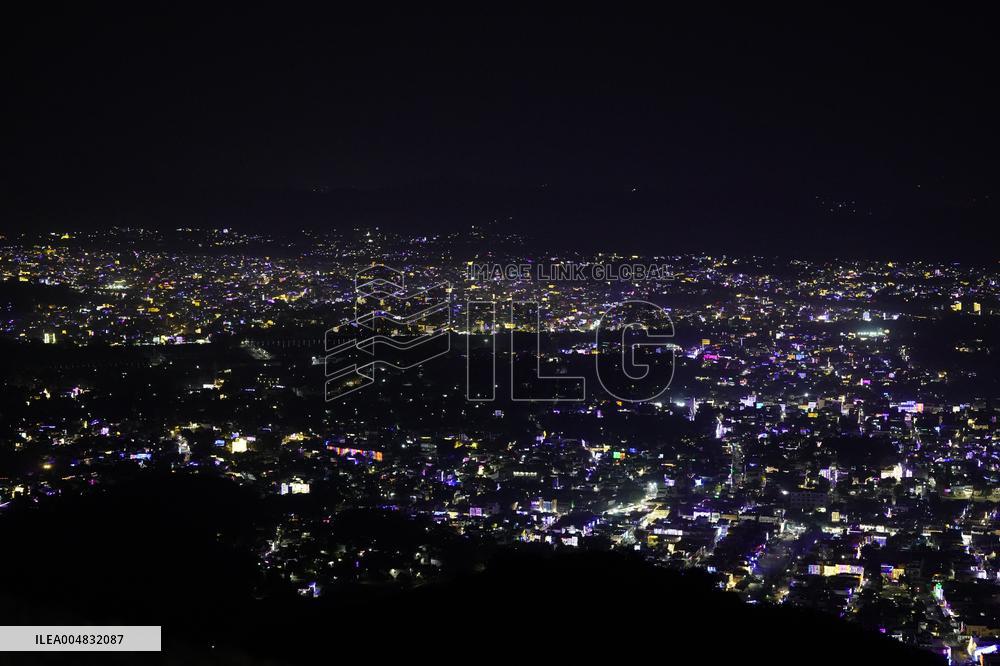 Residential Areas Illuminated During Diwali Festival - India