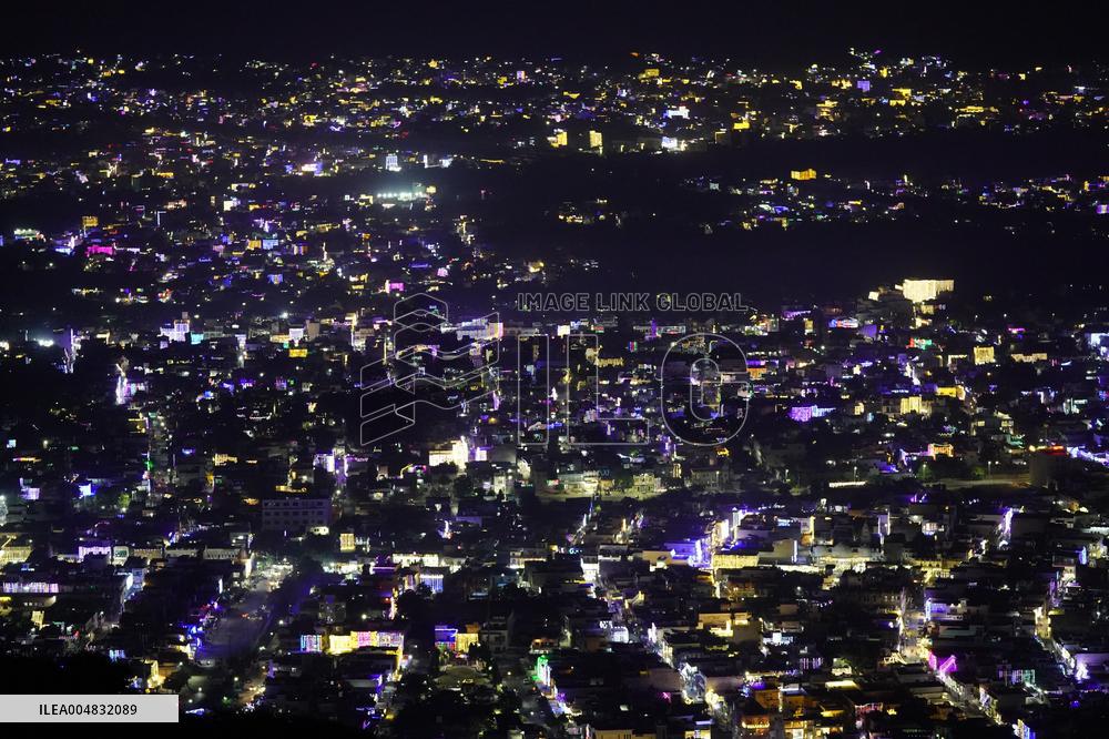 Residential Areas Illuminated During Diwali Festival - India