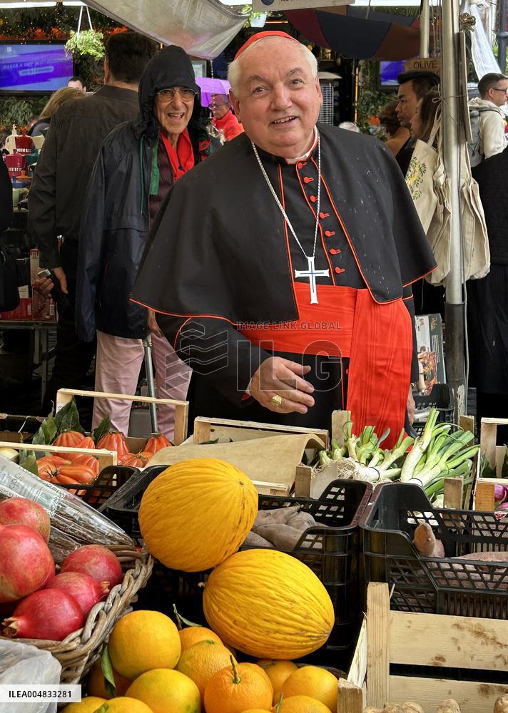 Cardinal Jean-Marc Aveline At A Market in Rome