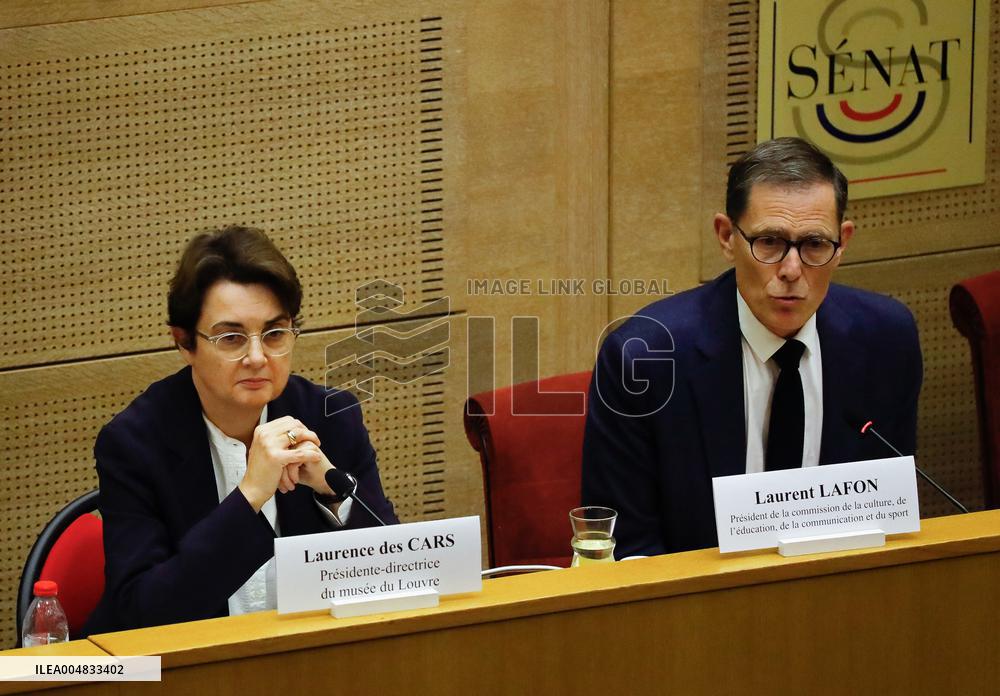 Senat audition de  Laurence des Cars Directrice generale du musee du Louvre apres le cambriolage du siecle
