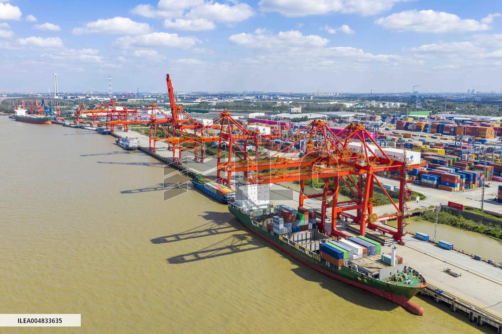 Longtan Port Area Containers Trade in Nanjing