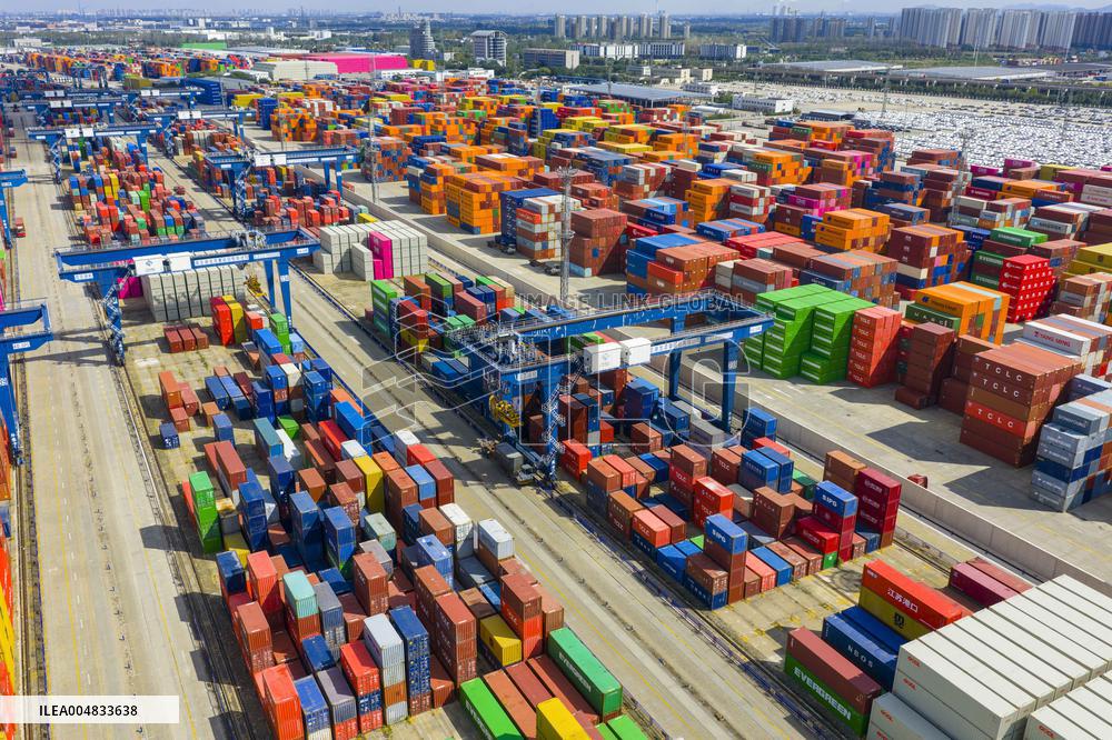 Longtan Port Area Containers Trade in Nanjing
