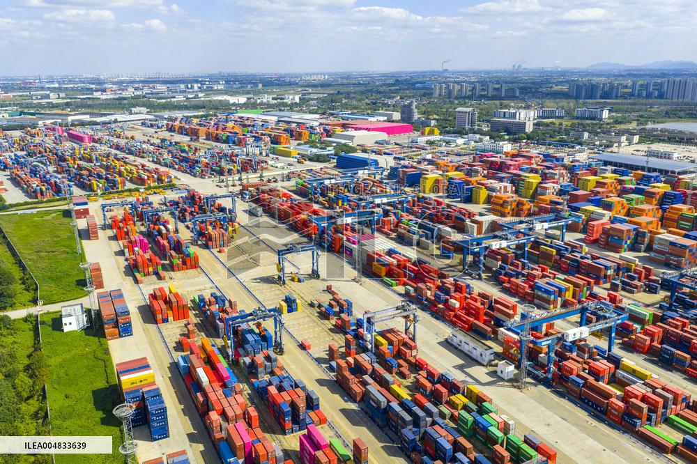 Longtan Port Area Containers Trade in Nanjing