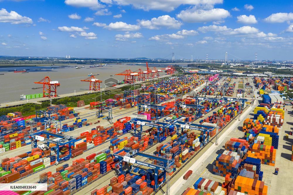 Longtan Port Area Containers Trade in Nanjing
