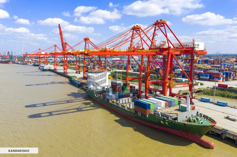 Longtan Port Area Containers Trade in Nanjing