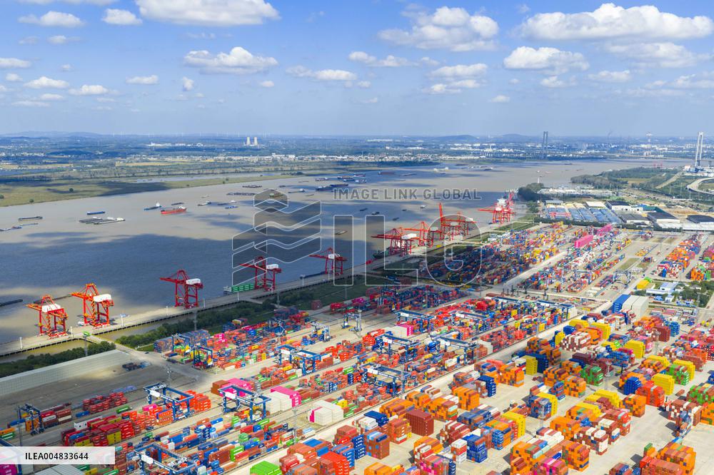 Longtan Port Area Containers Trade in Nanjing
