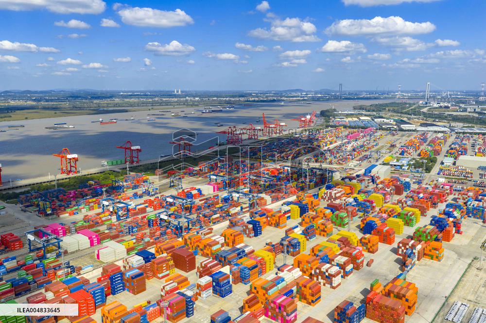 Longtan Port Area Containers Trade in Nanjing