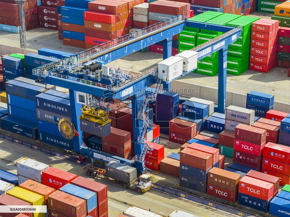 Longtan Port Area Containers Trade in Nanjing