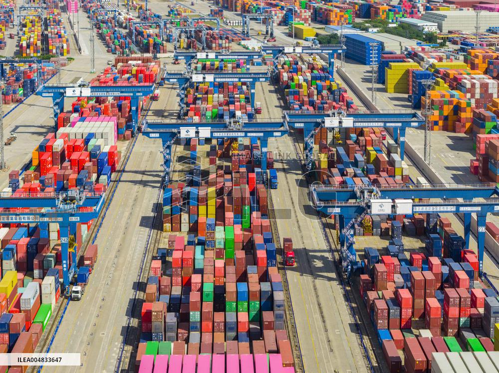 Longtan Port Area Containers Trade in Nanjing