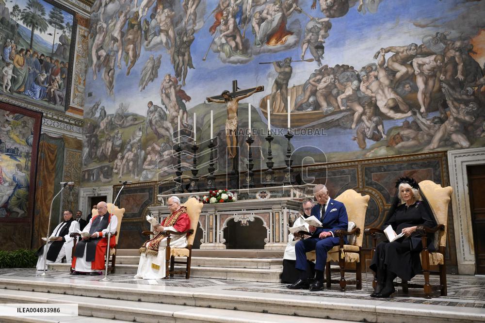 Pope Leo XIV, Charles III, Camilla at the Sistine Chapel - Vatican