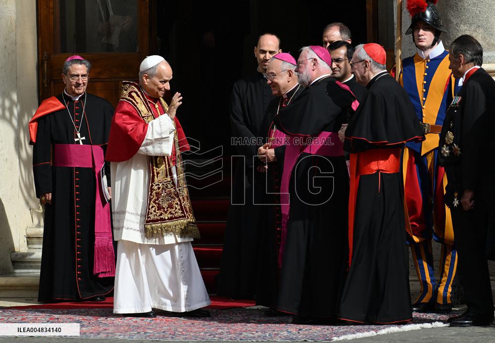 Pope Leo XIV In The Courtyard Of The Apostolic Palace - Vatican