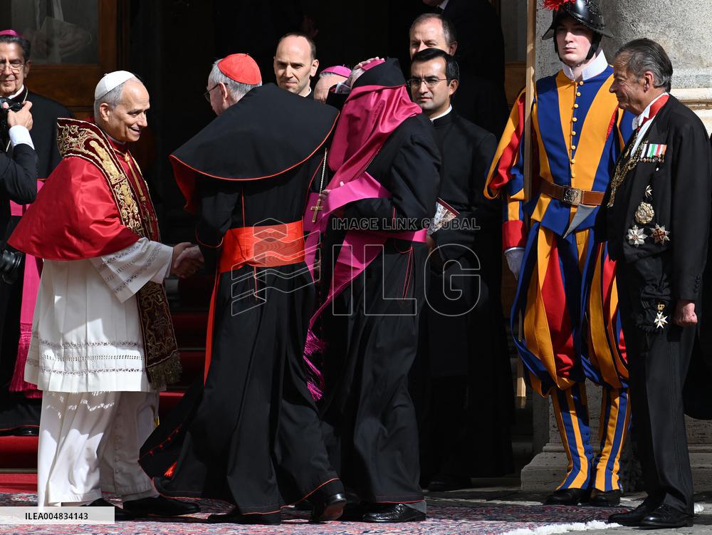 Pope Leo XIV In The Courtyard Of The Apostolic Palace - Vatican