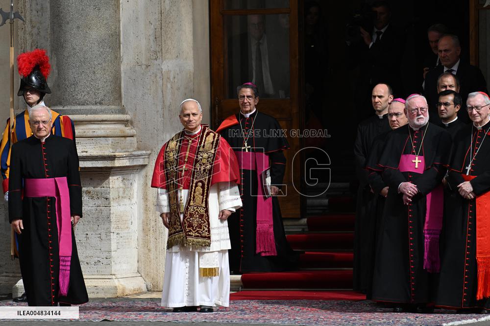 Pope Leo XIV In The Courtyard Of The Apostolic Palace - Vatican