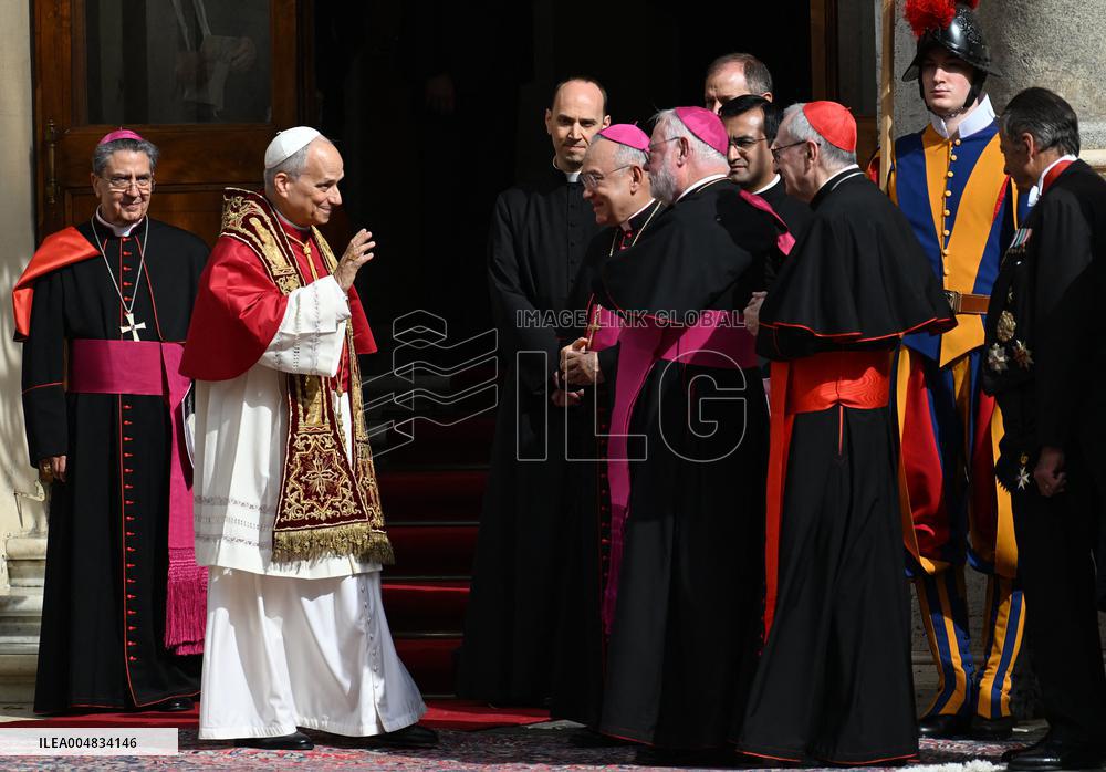 Pope Leo XIV In The Courtyard Of The Apostolic Palace - Vatican