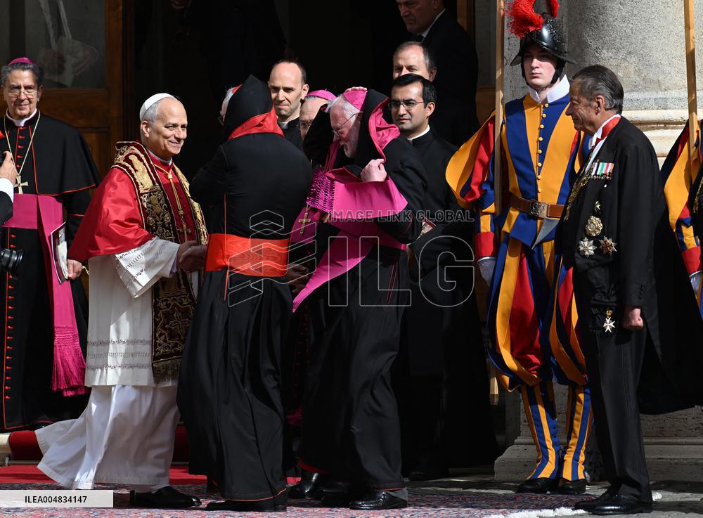 Pope Leo XIV In The Courtyard Of The Apostolic Palace - Vatican
