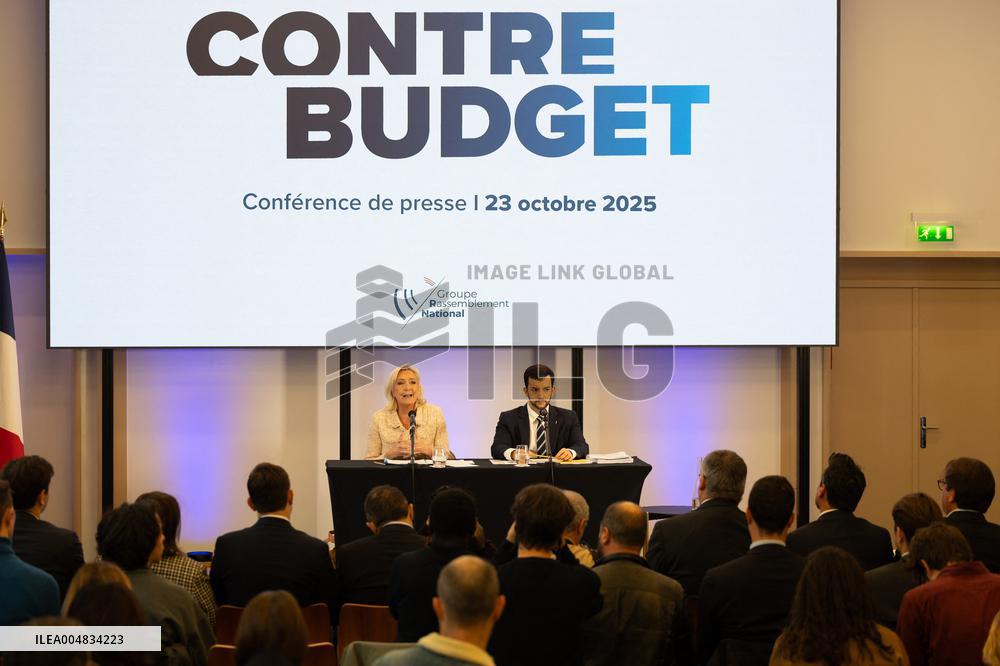 RN press conference to present the counter budget for the Finance Law Plan - Paris